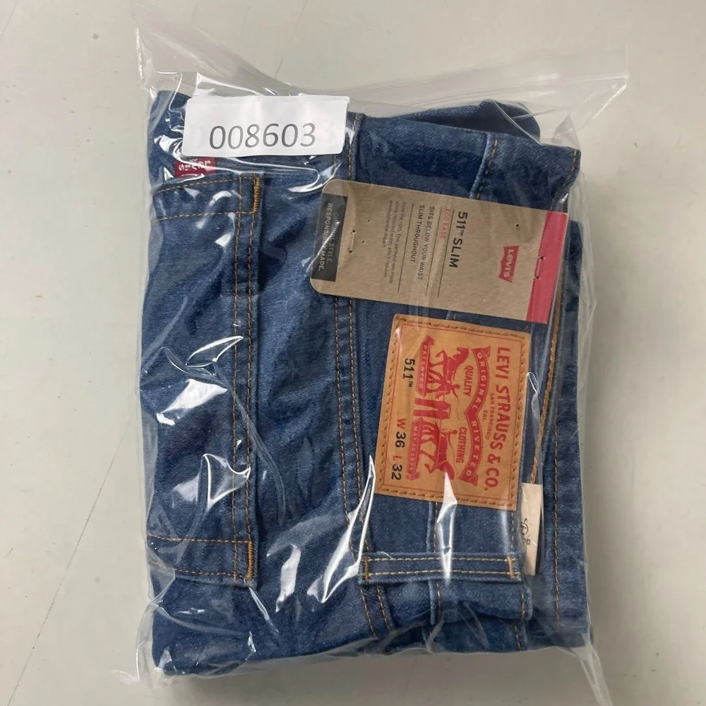 Levis 511 Jeans Mens 36x32 Blue Slim Fit Medium Wash Denim Grunge Skater Preppy